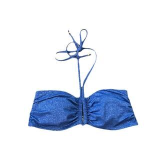 Milly Cabana Blue‎ Shimmer Halter Women's Swimsuit Bikini Top Size Small (P)